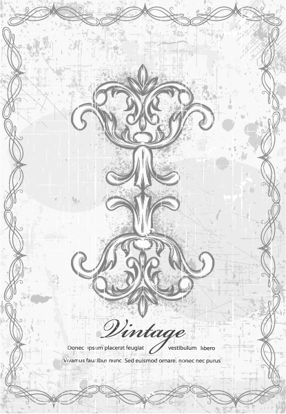 With, Background, Dirty Vector Vintage Background With Floral Vector Illustration 1