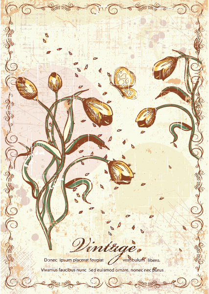 Floral Vector Graphic Vintage Background With Floral Vector Illustration 1