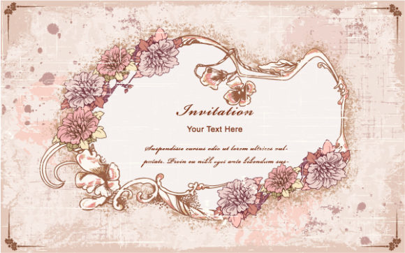 Bold With Vector Graphic: Vintage Frame With Floral Vector Graphic Illustration 1