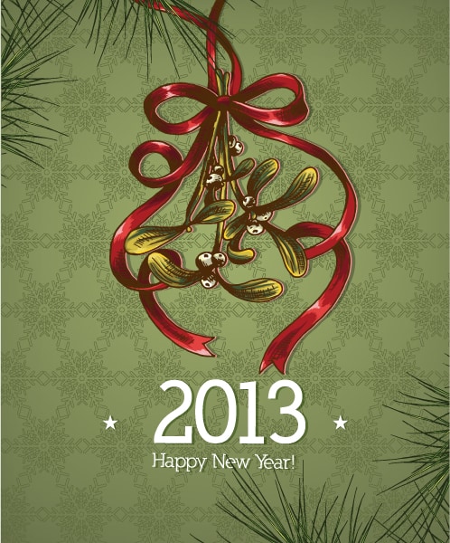 Creative, Vector, Illustration, New, With, And Vector Artwork Christmas Vector Illustration With Mistletoe And Bow 1