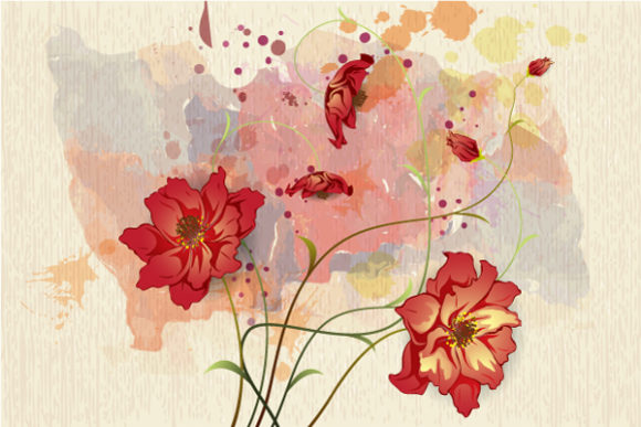 Gorgeous Floral Vector: Watercolor Floral Background Vector Illustration 1