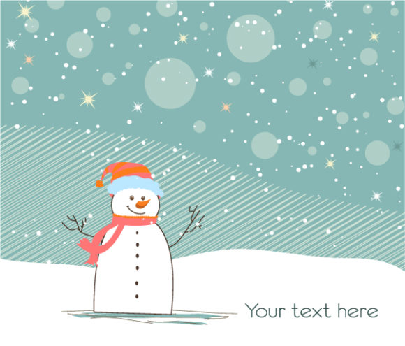 New Background Eps Vector: Eps Vector Christmas Background With Snowman 1