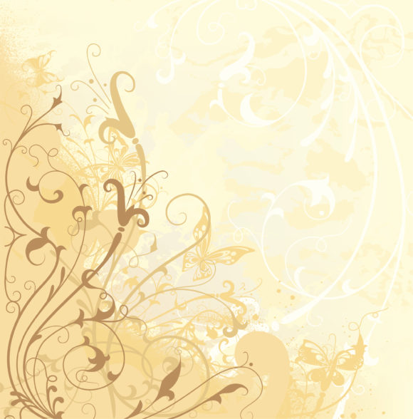 Striking Floral Vector: Grunge Floral Background Vector Illustration 1
