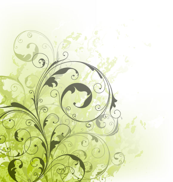 Green Vector Design Grunge Green Floral Background Vector Illustration 1