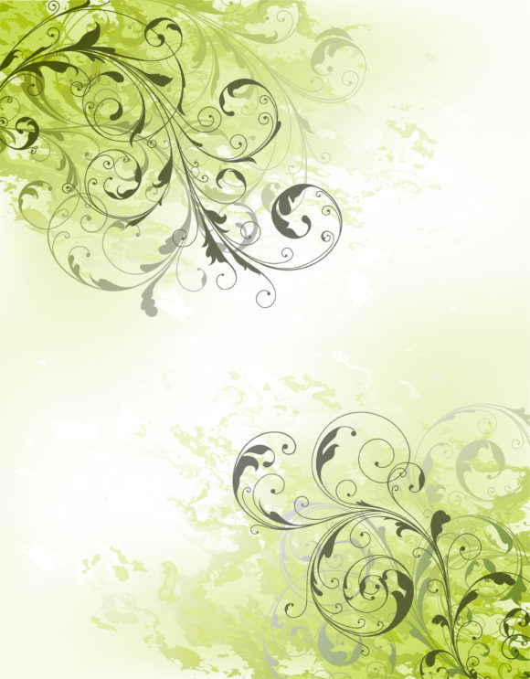Download Vector Vector Graphic: Grunge Green Floral Background Vector Graphic Illustration 1