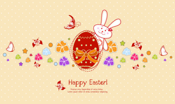 Easter, Background, Bunny, Spring Vector Design Vector Easter Background With Bunny 1