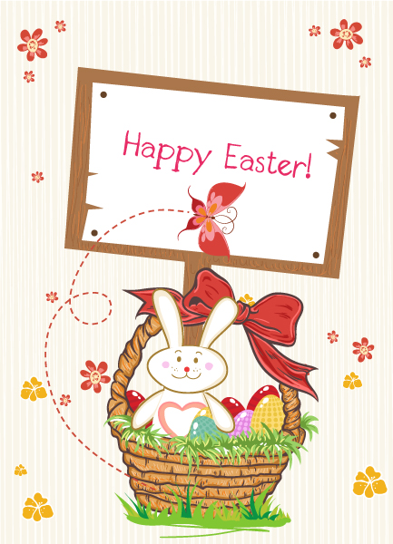 Unique Vector Vector Background: Vector Background Easter Background With Wood Sign 1