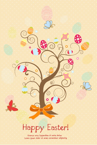 Background, With, Tree Vector Design Vector Easter Background With Tree 1