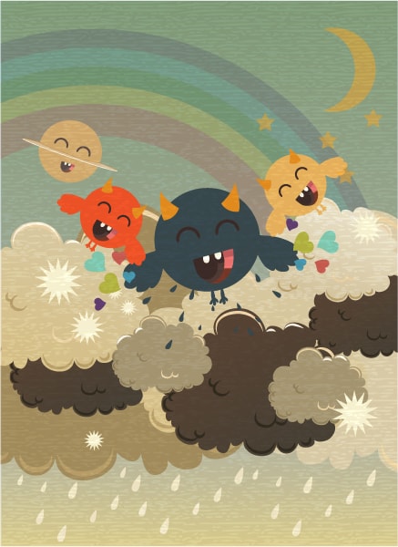 With, Vector Vector Illustration Vector Funny Background With Monster 1