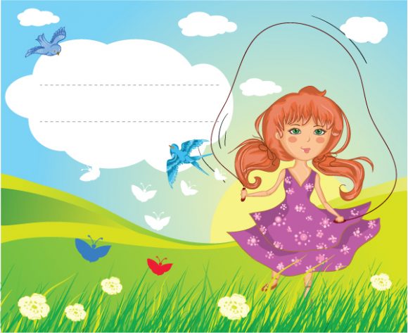 Vector Vector Graphic: Girl Playing Vector Graphic Illustration 1