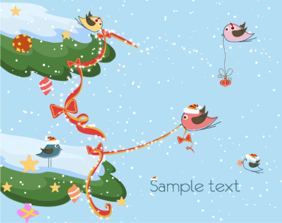Holiday, With, Birds, Background Vector Vector Winter Background With Birds 1