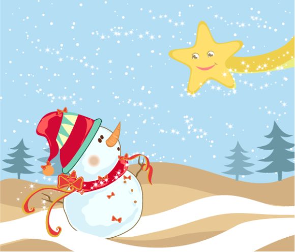 Christmas, Snowman, With Vector Artwork Vector Winter Background With Snowman 1