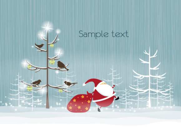 Background Vector Illustration: Vector Illustration Christmas Background With Santa 1