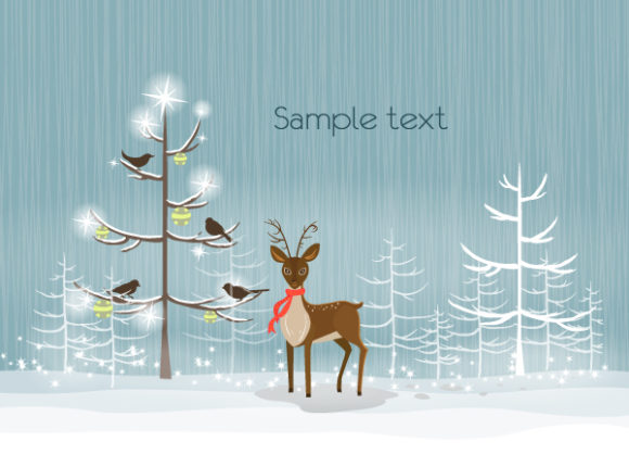 Gorgeous With Vector Illustration: Vector Illustration Christmas Background With Reindeer 1