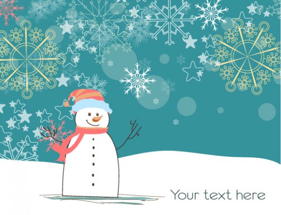 Background, Vector, Card Vector Image Vector Winter Background With Snowman 1