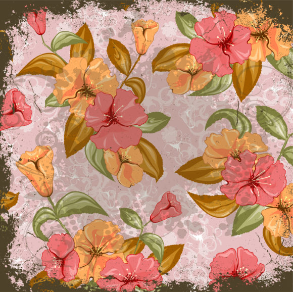 Leaf Vector Background Grunge Floral Background Vector Illustration 1