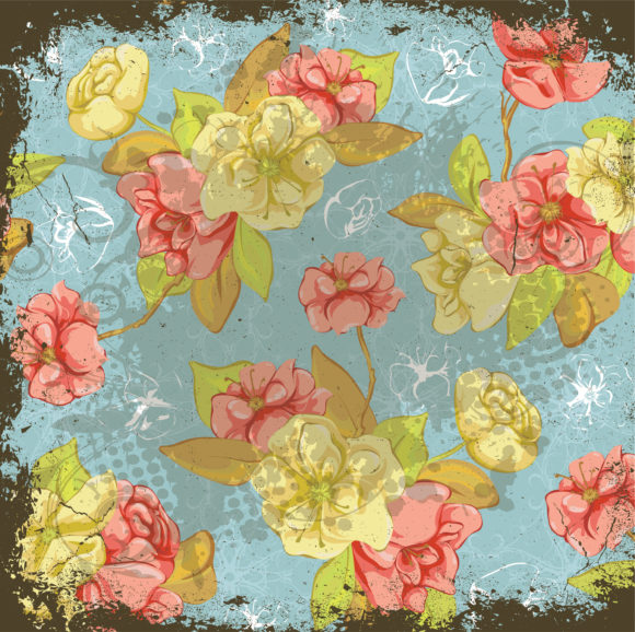 Vector, Grungy, Abstract-2, Creative, Grunge Vector Graphic Grunge Floral Background Vector Illustration 1