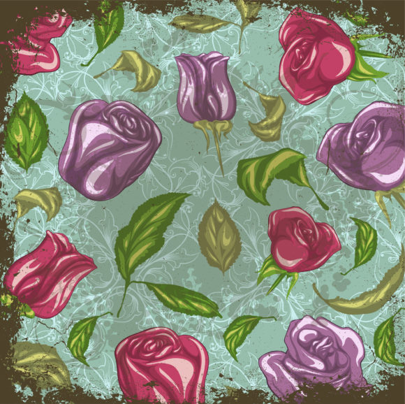 Rusty Eps Vector Grunge Floral Background Vector Illustration 1