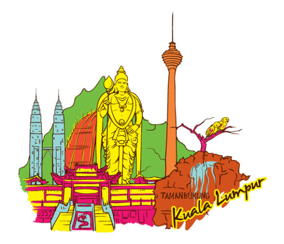 Illustration Vector: Kuala Lumpur Doodles Vector Illustration 1