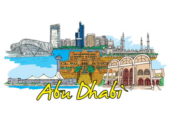Dhabi, Abu Vector Art Abu Dhabi Doodles Vector Illustration 1