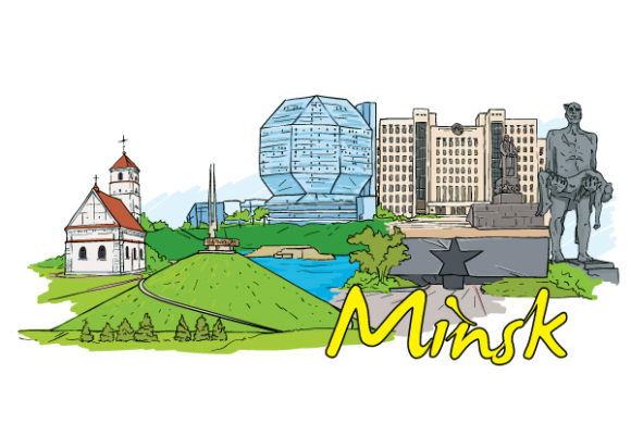 Minsk Vector Design Minsk Doodles Vector Illustration 1