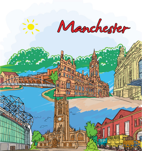 Best Doodles Vector Image: Manchester Doodles Vector Image Illustration 1