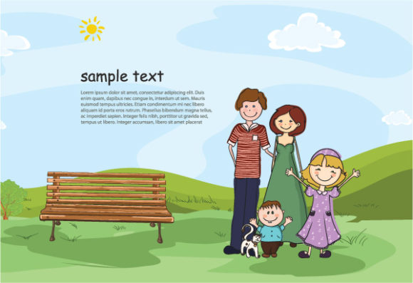 Unique Family Vector Graphic: Cartoon Background With Family Vector Graphic Illustration 1