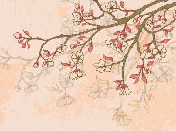 Background Vector Art: Grunge Floral Background Vector Art Illustration 1