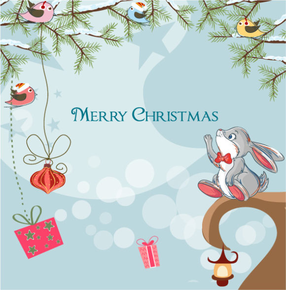 Trendy Animal Vector Art: Vector Art Christmas Greeting Card 1