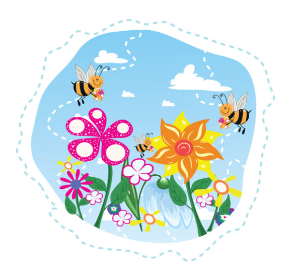Download Abstract-2 Vector Background: Bees In Flowers Vector Background Illustration 1