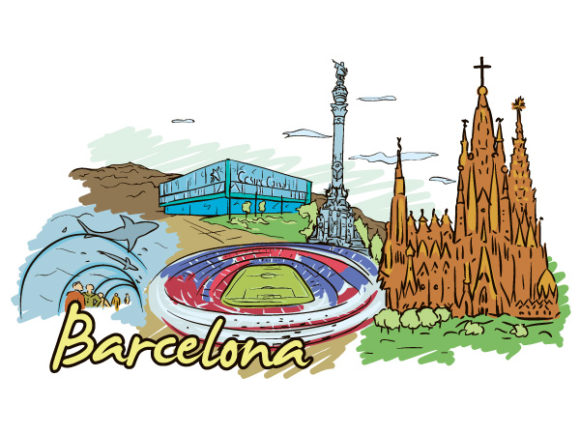 Amazing Illustration Vector Graphic: Barcelona Doodles Vector Graphic Illustration 1