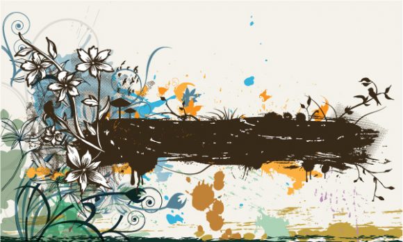 Floral Vector Background: Grunge Floral Background Vector Background Illustration 1