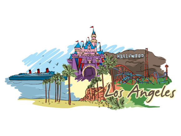 Striking Angeles Vector: Los Angeles Doodles Vector Illustration 1