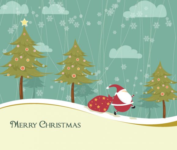 Best Holiday Eps Vector: Eps Vector Winter Background With Santa 1