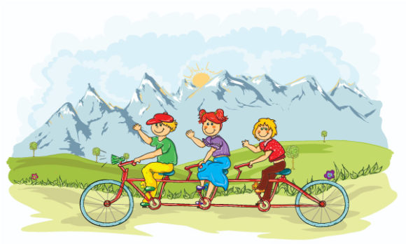 Buy Creative Vector Design: Kids On A Bike Vector Design Illustration 1