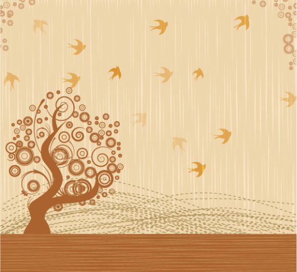 Download With Vector Art: Bird With Tree Vector Art Illustration 1