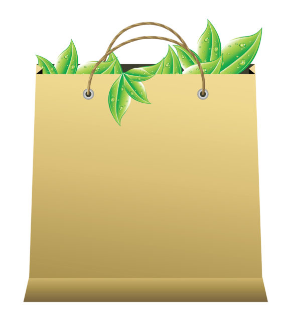 Eco, With, Shopping Vector Vector Shopping Bag With Leaves 1