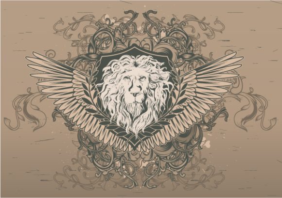 Emblem, Vintage Vector Vector Vintage Emblem With Lion 1