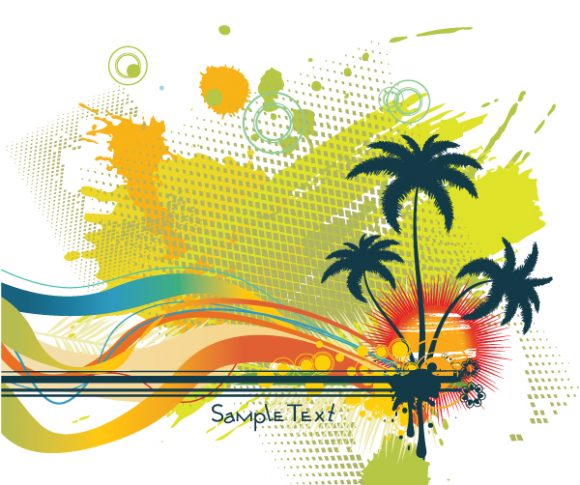 Unique Background Vector Graphic: Summer Background With Palm Trees 1