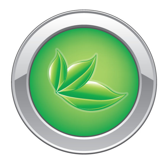 Buy Web Vector Image: Vector Image Eco Web Button With Leaves 1