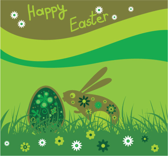 Vector, With Vector Illustration Vector Easter Background With Rabbit 1