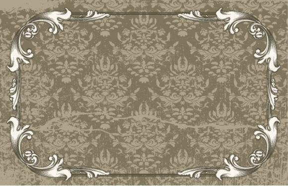 Abstract-2, With, Floral, Background Vector Illustration Vintage Floral Frame With Damask Background 1