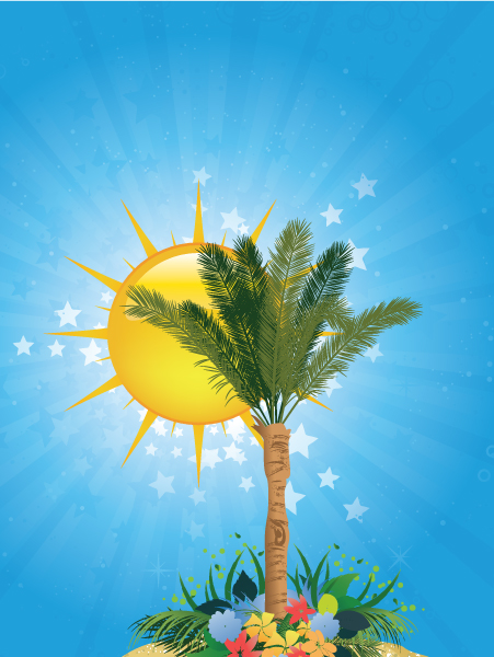 Striking Tree Vector: Summer Background With Palm Tree 1