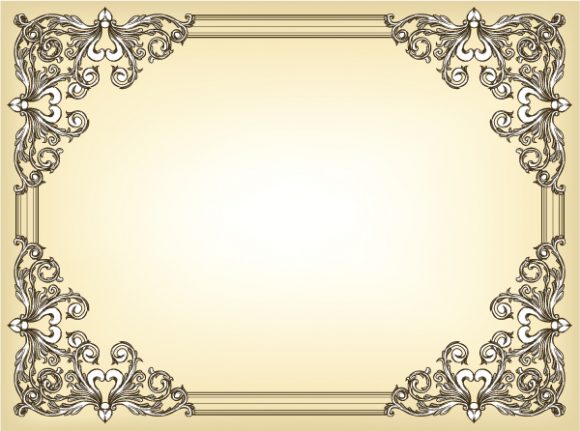 Trendy Frame Vector Background: Baroque Floral Frame Vector Background Illustration 1