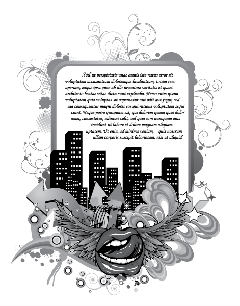 And Vector Vector Mouth With City And Floral 1