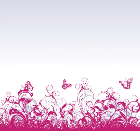 Striking Floral Vector Illustration: Floral Background With Butterflies Vector Illustration Illustration 1