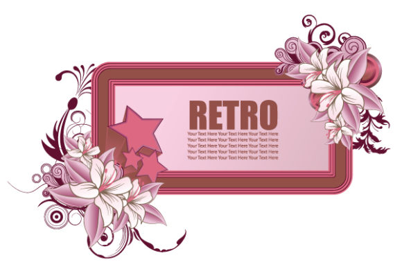 Insane Retro Vector Art: Vector Art Retro Frame With Floral And Stars 1