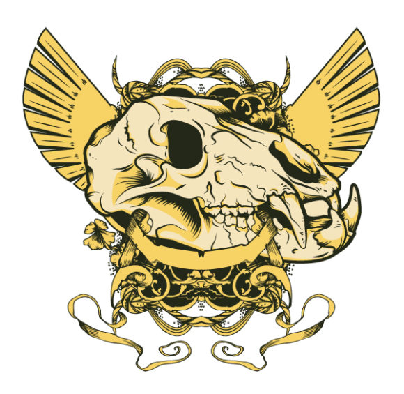 With, Vector, Emblem Vector Art Vector Vintage Emblem With Animal Skull 1