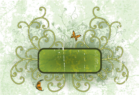 Butterflies, Frame, Illustration, Abstract-2 Vector Art Vector Grunge Floral Frame With Butterflies 1