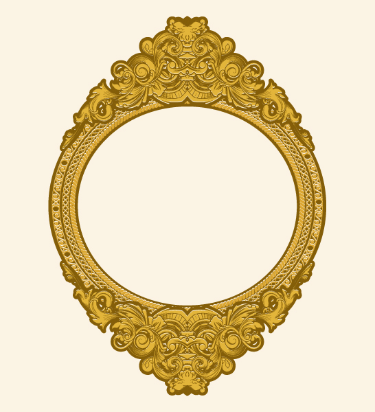 Frame Vector: Engraved Gold Floral Frame Vector Illustation 1